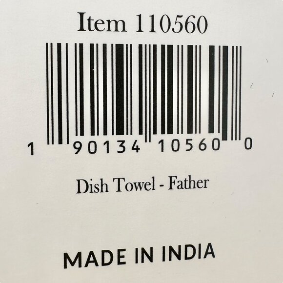 Primitives by Kathy Dish Towel 29 x 29 Black White Father NWT - Picture 5 of 8